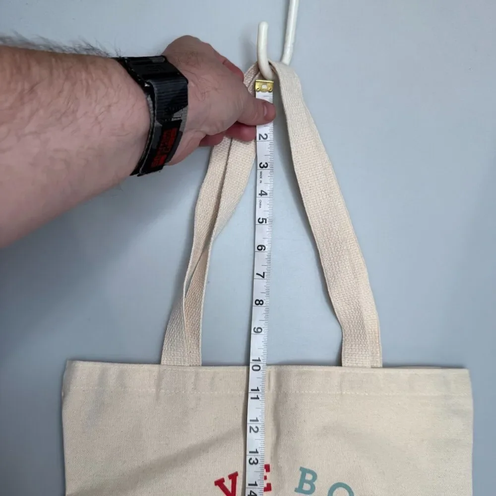 I Love Books Owl Tote Bag Red Owl Top Hat Tan Cotton Tapered Shopper 18x15 EUC-